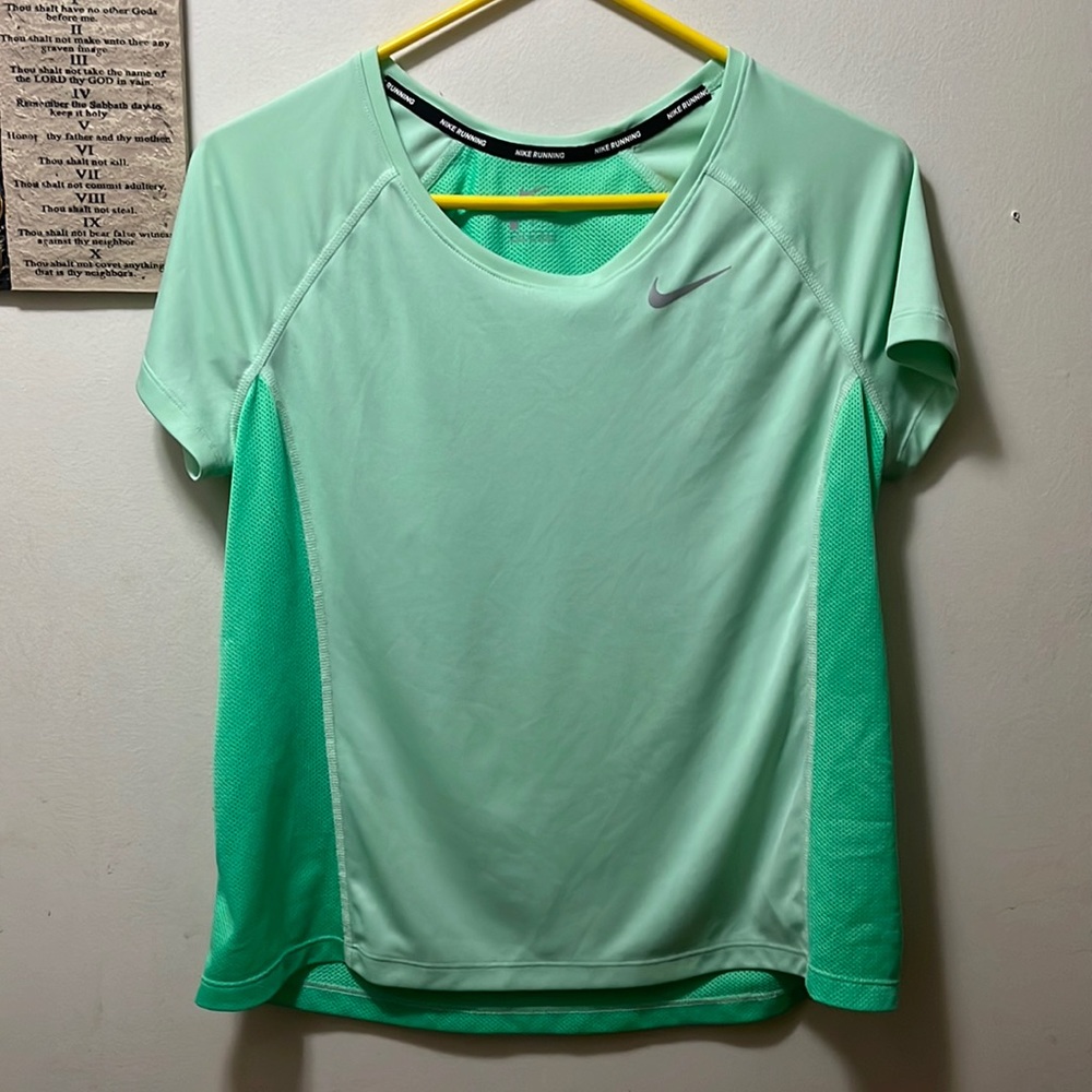 Womens green Nike running shirt dri-fit size L